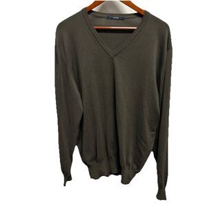 Pal Zileri Men's V-Neck Pullover Sweater Brown Cotton Size 52